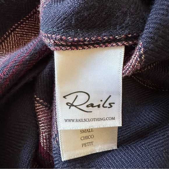 Rails Hunter Check Admiral/Cranberry Melange Button Up Cowgirl Shirt Size S - Picture 14 of 16